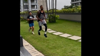 A still from Krunal Pandya's workout video.