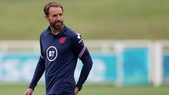 England manager Gareth Southgate during training. (REUTERS)