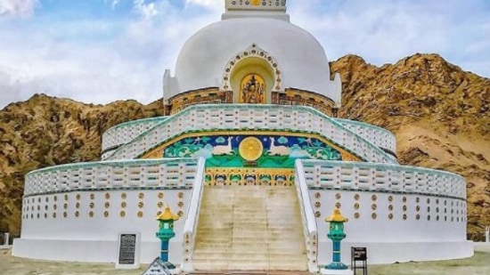 Shanti Stupa: This tourist attraction is one of the most visited sights in Leh. It offers a view of the whole Leh. The serenity of the place will make you not want to leave the place.  (Instagram/@travel_with.sachin)