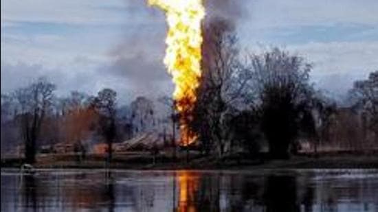 The Baghjan oil well fire. (ANI) The Baghjan oil well fire. (ANI)