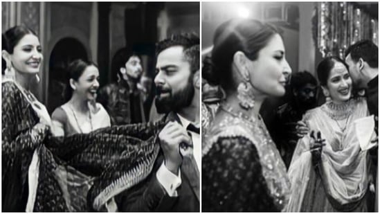 Anushka Sharma with Virat Kohli at Zaheer Khan-Sagarika Ghatge wedding.