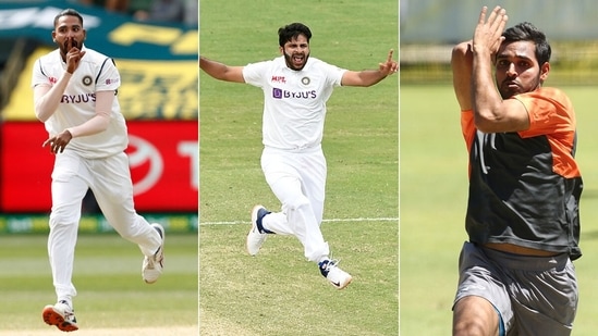 From Left: Mohammed Siraj, Shardul Thakur and Bhuvneshwar Kumar. (Getty Images) From Left: Mohammed Siraj, Shardul Thakur and Bhuvneshwar Kumar. (Getty Images)