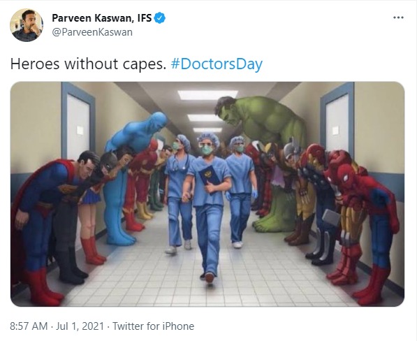 Doctor's Day tribute. (Twitter/@parveenkaswan) Doctor's Day tribute. (Twitter/@parveenkaswan)