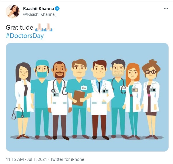 Doctor's Day tribute by Twitter user. (Twitter/@RaashiiKhanna_) Doctor's Day tribute by Twitter user. (Twitter/@RaashiiKhanna_)