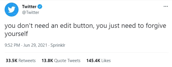The tweet shared by Twitter's official handle.
