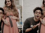 Aparshakti Khurana and husband Aakriti Ahuja at their baby shower. Aparshakti Khurana and husband Aakriti Ahuja at their baby shower.
