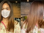 Mira Rajput shows her hair after a makeover. Mira Rajput shows her hair after a makeover.
