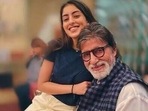 Navya Naveli Nanda poses with her grandfather, Amitabh Bachchan.