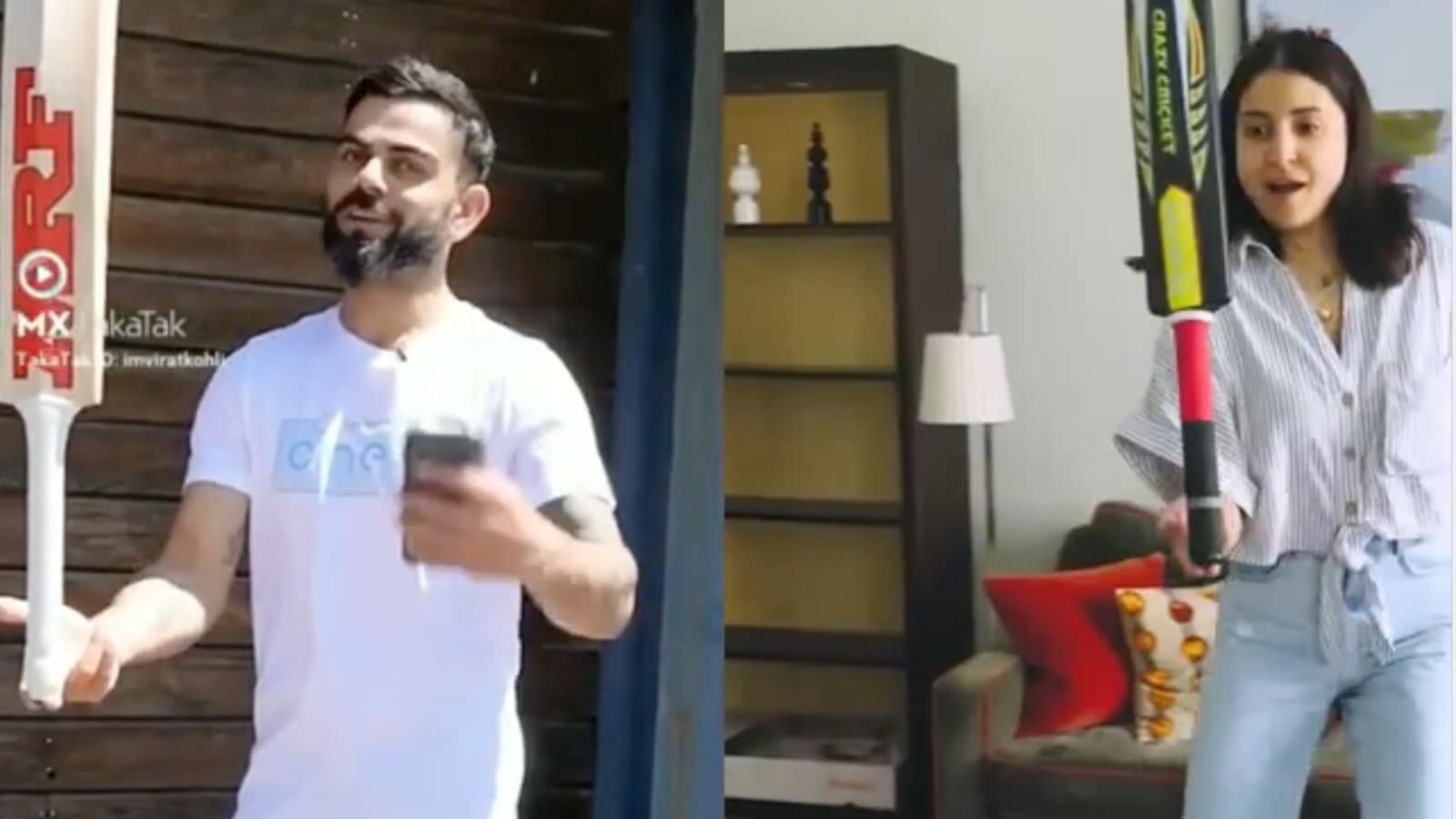 Anushka Sharma-Virat Kohli expertly balance cricket bats on their fingers. Watch video