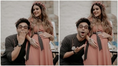 Aparshakti Khurana and husband Aakriti Ahuja at their baby shower. Aparshakti Khurana and husband Aakriti Ahuja at their baby shower.