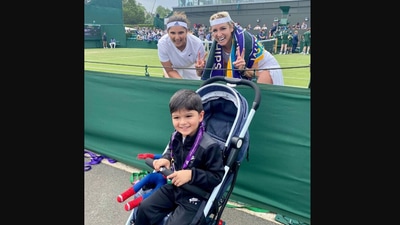 Sania Mirza poses with her son Izhaan and women’s doubles partner Bethanie Mattek-Sands. (Instagram/@mirzasaniar)