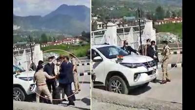Video grabs of the scuffle between the then Kullu SP, Gaurav Singh, and the Himachal CM’s security staff soon after the arrival of Union minister Nitin Gadkari on June 23. Video grabs of the scuffle between the then Kullu SP, Gaurav Singh, and the Himachal CM’s security staff soon after the arrival of Union minister Nitin Gadkari on June 23.