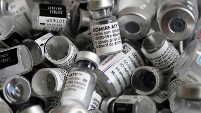 Pfizer-BioNTech vaccine has been found to be 96 per cent effective against hospitalisation from the Delta variant after two doses. (AP) Pfizer-BioNTech vaccine has been found to be 96 per cent effective against hospitalisation from the Delta variant after two doses. (AP)