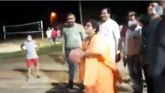 Sadhvi Pragya was reportedly seen playing basketball on July 1 when the Bhopal MP went to attend a programme at a stadium in Bhopal. 