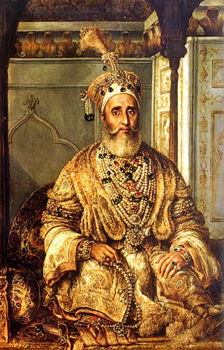Portrait of Bahadur Shah Zafar titled The Grand Mughal of Delhi painted by Josef August Schoefft in 1854. (Wikipedia Commons) Portrait of Bahadur Shah Zafar titled The Grand Mughal of Delhi painted by Josef August Schoefft in 1854. (Wikipedia Commons)