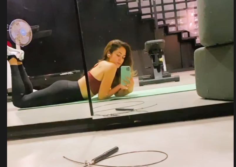 Mira Rajput's workout selfie. Mira Rajput's workout selfie.