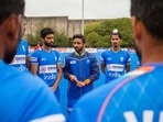 India hockey captain Manpreet Singh with the team.(Hockey India) India hockey captain Manpreet Singh with the team.(Hockey India)