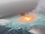 Pemex said that it took more than five hours to completely put off the fire on the Gulf of Mexico, and that it would probe the reason behind the fire. (Screenshot of video tweeted by @MLopezSanMartin)
