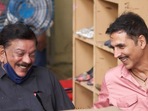 Akshay Kumar and Priyadarshan on the sets of Raksha Bandhan. Akshay Kumar and Priyadarshan on the sets of Raksha Bandhan.