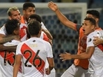 Peru players celebrate after beating Paraguay on penalties in the Copa America quarterfinals. (Getty Images) Peru players celebrate after beating Paraguay on penalties in the Copa America quarterfinals. (Getty Images)