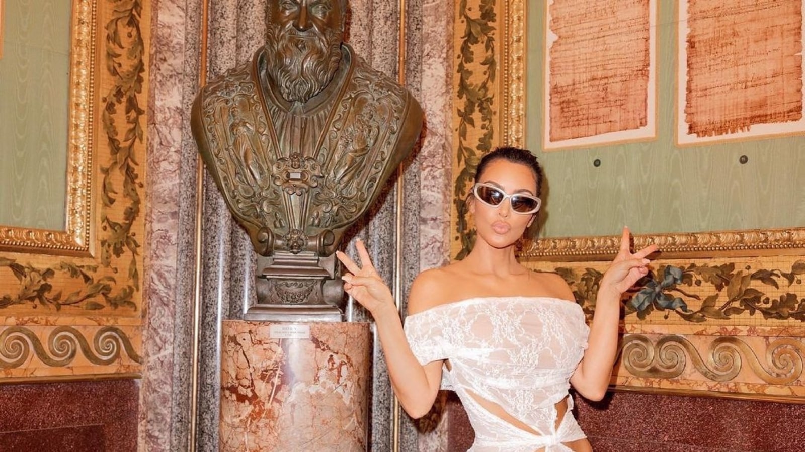 Kim Kardashian called out for wearing sheer lace ensemble during