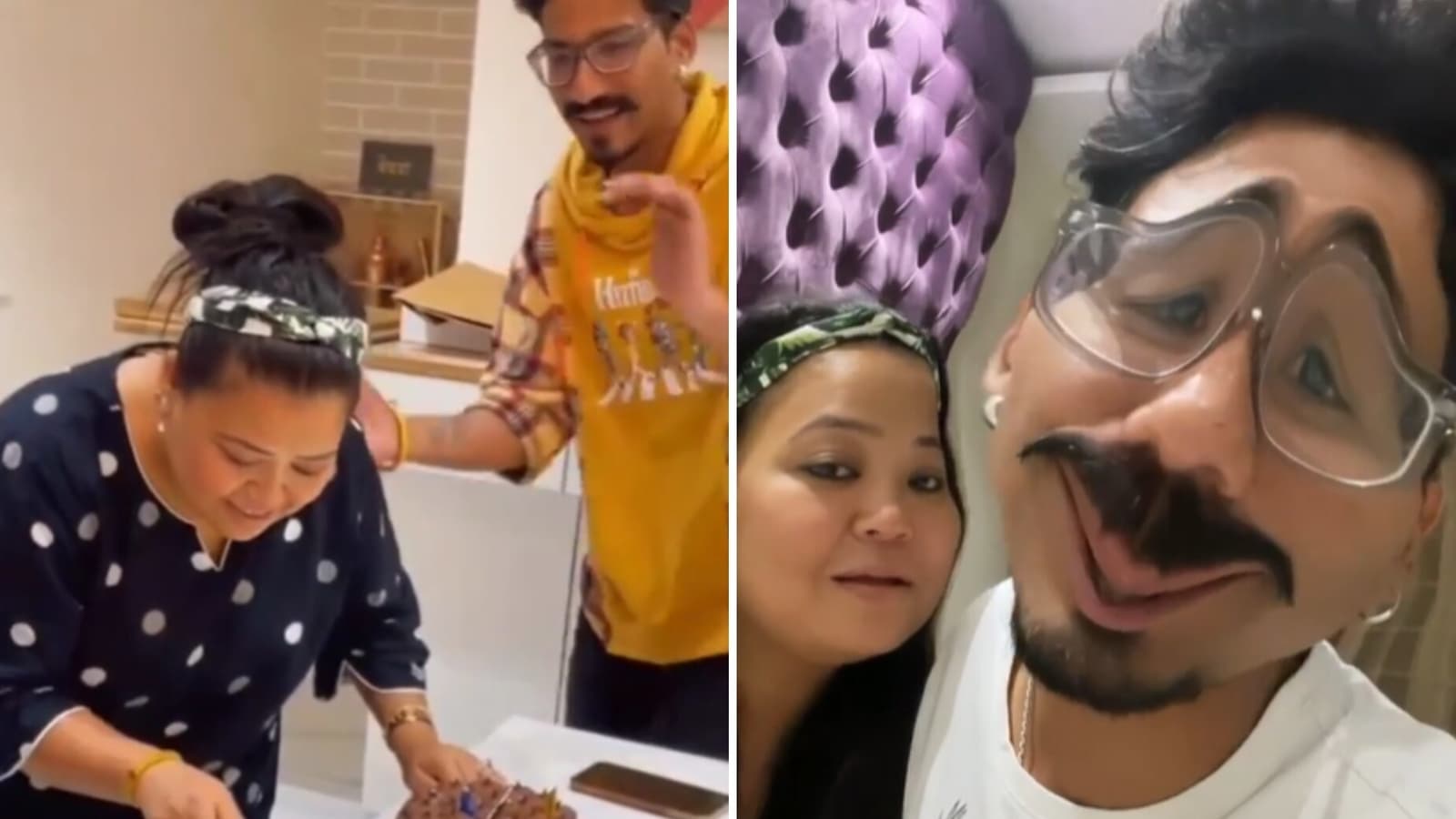 Bharti Singh gets a shock on seeing Haarsh Limbachiyaa’s ‘gift’, cuts five cakes at her birthday party. Watch