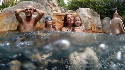 Tourists from Israel, enjoy in a pool as Phuket reopens to overseas tourists, allowing foreigners fully vaccinated against the coronavirus disease (COVID-19) to visit the resort island without quarantine, in Phuket, (REUTERS/Jorge Silva)