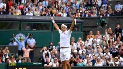 Wimbledon: Switzerland's Roger Federer celebrates winning his third round match against Britain's Cameron Norrie. (REUTERS)