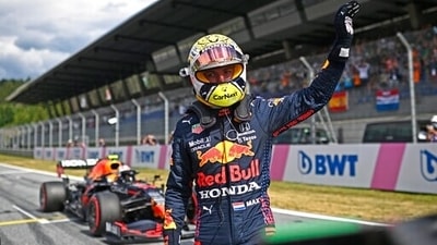 Red Bull driver Max Verstappen of the Netherlands waves in the winners circle after he placed first to take pole position during the qualifying session ahead of the Austrian Formula One Grand Prix at the Red Bull Ring racetrack in Spielberg. (AP) Red Bull driver Max Verstappen of the Netherlands waves in the winners circle after he placed first to take pole position during the qualifying session ahead of the Austrian Formula One Grand Prix at the Red Bull Ring racetrack in Spielberg. (AP)