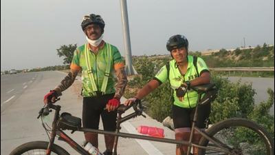 Ex-serviceman, mother of two set out on 6000-km tandem cycling trip Ex-serviceman, mother of two set out on 6000-km tandem cycling trip