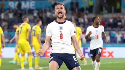 Talk about an impactful introduction. Just 6 minutes after coming on, Jordan Henderson scored a header in the 63rd mintue to take England 4-0 ahead. (Twitter/EURO2020) Talk about an impactful introduction. Just 6 minutes after coming on, Jordan Henderson scored a header in the 63rd mintue to take England 4-0 ahead. (Twitter/EURO2020)