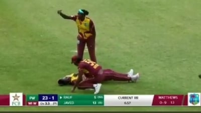 Chinelle Henry collapsed during the 2nd ODI vs Pakistan (Screengrab) Chinelle Henry collapsed during the 2nd ODI vs Pakistan (Screengrab)