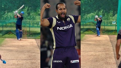 Irfan Pathan looked like a million bucks while batting in the nets. (Instagram/Getty) Irfan Pathan looked like a million bucks while batting in the nets. (Instagram/Getty)