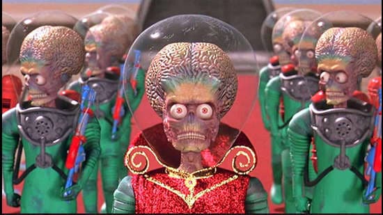 The mainstream spoof that did it best was Tim Burton’s Mars Attacks! (1996). These were malevolent creatures so absurd, you just knew they had to lose. But amid the giggles it invited you to examine what it was about us that allowed them to make it as far as they did. The mainstream spoof that did it best was Tim Burton’s Mars Attacks! (1996). These were malevolent creatures so absurd, you just knew they had to lose. But amid the giggles it invited you to examine what it was about us that allowed them to make it as far as they did.