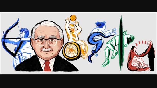 Google shared this doodle to celebrate birth anniversary of Professor Sir Ludwig Guttmann.(Twitter/@GoogleDoodles)