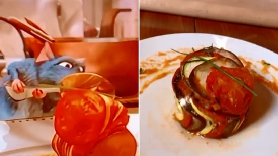 The collage shows two versions of Ratatouille, cartoon and real-life.(Instagram/@gabbyjaye)