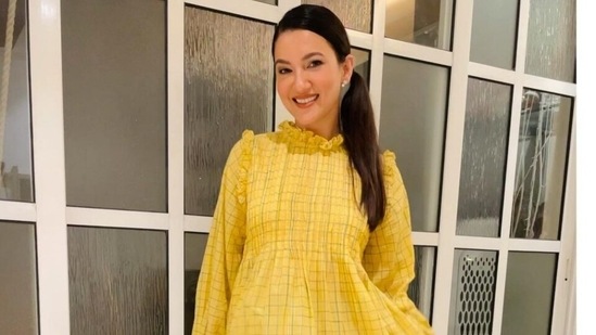 Gauahar Khan is radiant as ever in <span class='webrupee'>₹</span>5k check print mini dress, see pics(Instagram/@gauaharkhan)