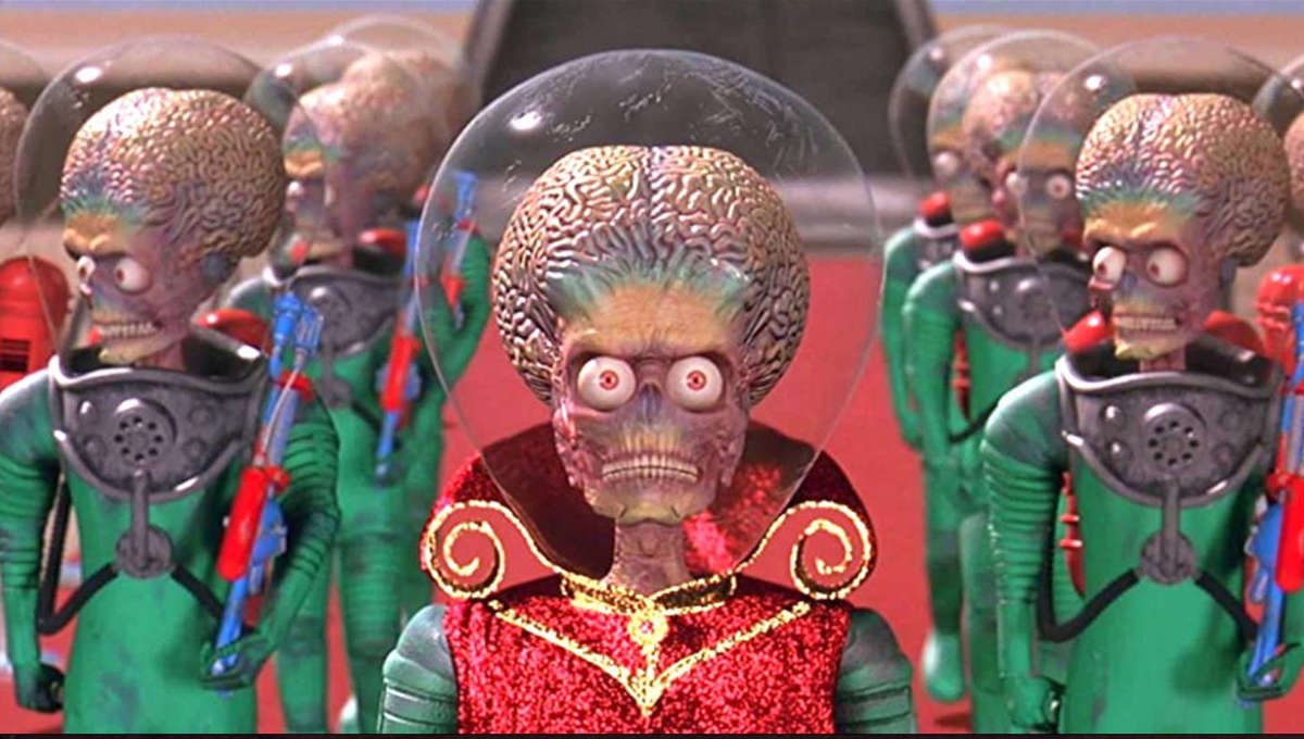 The mainstream spoof that did it best was Tim Burton’s Mars Attacks! (1996). These were malevolent creatures so absurd, you just knew they had to lose. But amid the giggles it invited you to examine what it was about us that allowed them to make it as far as they did. The mainstream spoof that did it best was Tim Burton’s Mars Attacks! (1996). These were malevolent creatures so absurd, you just knew they had to lose. But amid the giggles it invited you to examine what it was about us that allowed them to make it as far as they did.