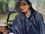 The image is a screenshot from Raveena Tandon's video that prompted Madhuri Dixit to reply.
