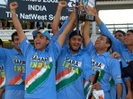 Sourav Ganguly's Indian team with the 2002 Natwest Trophy title. (Getty Images) Sourav Ganguly's Indian team with the 2002 Natwest Trophy title. (Getty Images)