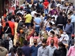 A large number of tourists from the neighbouring states thronged market areas and flouted COVID-19 protocols and guidelines. Travellers were seen roaming around in public areas without masks and littering in open areas.((Photo by Deepak Sansta/Hindustan Times))