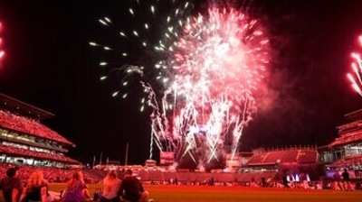 Fireworks explode over Coors Field to mark the Fourth of July holiday after a baseball game on July 3, 2021, in Denver. (AP Photo) Fireworks explode over Coors Field to mark the Fourth of July holiday after a baseball game on July 3, 2021, in Denver. (AP Photo)