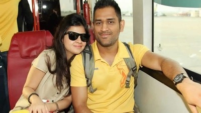 CSK's tweet is complete with this image of MS Dhoni and Sakshi Dhoni. CSK's tweet is complete with this image of MS Dhoni and Sakshi Dhoni.