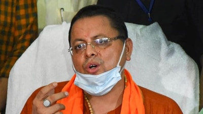 Uttarakhand Chief Minister-designate Pushkar Singh Dhami addresses the media in Dehradun, on Saturday, July 3, 2021. (PTI)