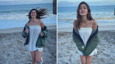 Ananya Panday shared new pictures from the beach. Ananya Panday shared new pictures from the beach.