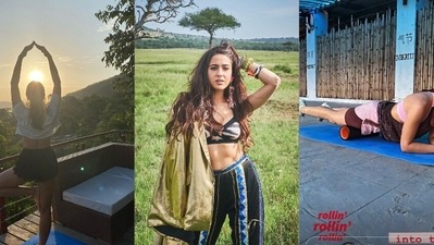 Sara Ali Khan watches sunrise on mountain while performing Yoga's Vrikshasana, aces foam rolling exercise (Instagram/saraalikhan95)