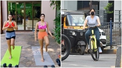 Janhvi Kapoor: Janhvi is another newbie who loves working out and going to the gym. She has also been spotted several times by the paparazzi cycling around Mumbai with her sister Khushi Kapoor. (Instagram/@janhvikapoor)