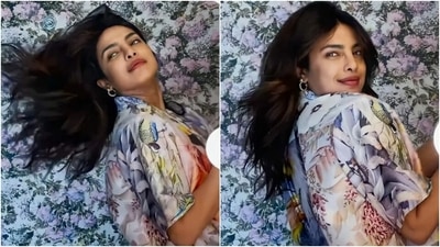 Priyanka Chopra in ₹70k shirt and pants is all about the flirty floral prints (Instagram/@priyankachopra) Priyanka Chopra in ₹70k shirt and pants is all about the flirty floral prints (Instagram/@priyankachopra)