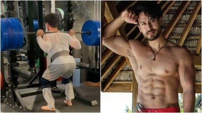 Tiger Shroff nails 180kg barbell squats, Disha Patani's sister is impressed (Instagram/@tigerjackieshroff) Tiger Shroff nails 180kg barbell squats, Disha Patani's sister is impressed (Instagram/@tigerjackieshroff)