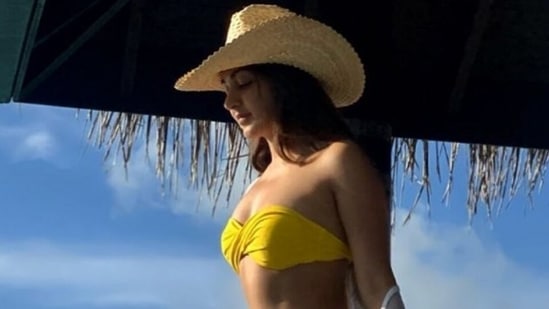 Kiara Advani in yellow strapless bikini makes a case for monotone swimsuits(Instagram/@kiaraaliadvani)